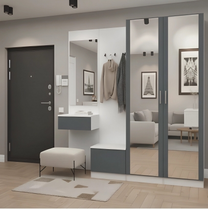 Набор мебели для прихожей "Марсель-109" МР 01-109 В2160 Ш2000 Г420 (ЛДСП Графит серый)